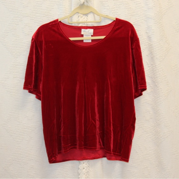 Red Velour Top - Picture 2 of 6